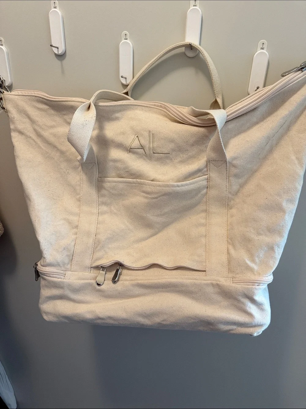 Canvas Weekend Duffel Bag in Off-White